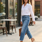 📢📢57 % DE RÉDUCTION !!!⏰Jean droit court rétro pour femme👖