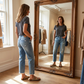 📢📢57 % DE RÉDUCTION !!!⏰Jean droit court rétro pour femme👖