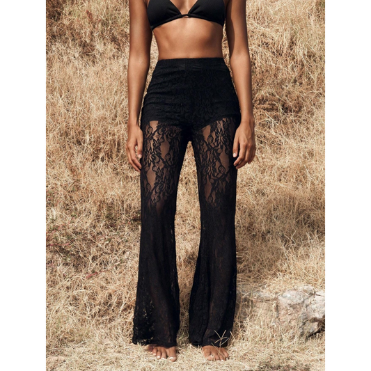 💎 60% DE RÉDUCTION ! 💎💃 Pantalon Évasé en Dentelle, Taille Haute & Doublure Intégrée – Style Boho-Chic & Silhouette Allongée 🌸👖