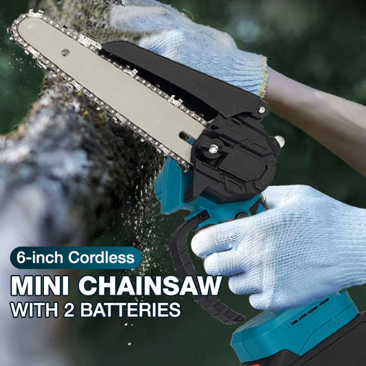 🌳 52% DE RÉDUCTION ! 🔋 Tronçonneuse portable sans fil 6 pouces, deux batteries incluses, outil de coupe pour bricolage