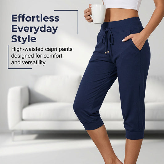 👖 52 % DE RÉDUCTION ! 🔥Pantalon de détente à taille basse avec cordon de serrage – Polyester doux, longueur capri et poches latérales (6 couleurs, S–3XL) 👖🌸