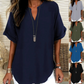 💎 58% DE RÉDUCTION ! 💎 Haut Ample à Manches Courtes & Col en V – Tissu Léger, Ourlet Asymétrique, 5 Couleurs (S–2XL) 👚🌿