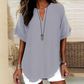 💎 58% DE RÉDUCTION ! 💎 Haut Ample à Manches Courtes & Col en V – Tissu Léger, Ourlet Asymétrique, 5 Couleurs (S–2XL) 👚🌿