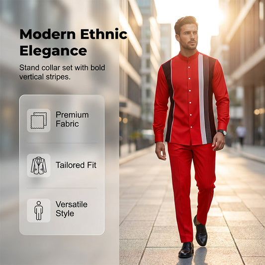 📢📢56 % de réduction !! ⏰Ensemble 2 pièces homme chemise rayée et pantalon – style sans effort