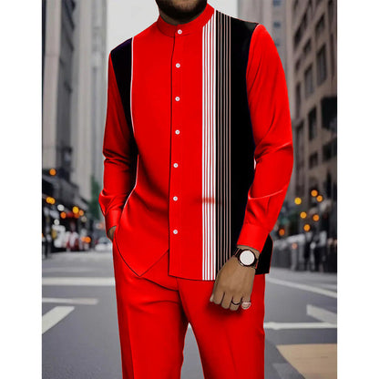 📢📢56 % de réduction !! ⏰Ensemble 2 pièces homme chemise rayée et pantalon – style sans effort