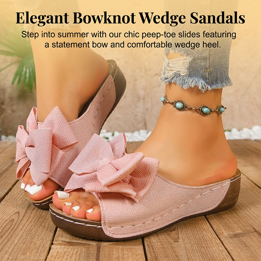 👡 55 % de réduction + livraison gratuite🎀 Sandales Compensées à Bout Ouvert & Nœud Papillon pour Femmes – Élégantes, Confortables & Parfaites pour l'Été ☀️