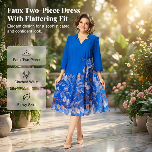 60 % de réduction sur les nouveautés 💃 Robe deux-pièces élégante à imprimé feuillage ✨ Affichez votre élégance et votre sérénité en toute occasion ✨