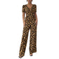 👗 50 % DE RÉDUCTION ! 🐆 Combinaison à imprimé léopard, encolure en V et jambes larges – Élégante, ajustée et parfaite pour un look tendance 🌸