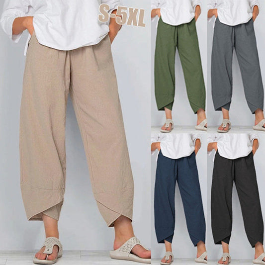 💎 -56% SUR LE PANTALON FEMME COTON & LIN ! 💎💃Coupe Large, Taille Élastiquée & Respirant pour un Été Stylé