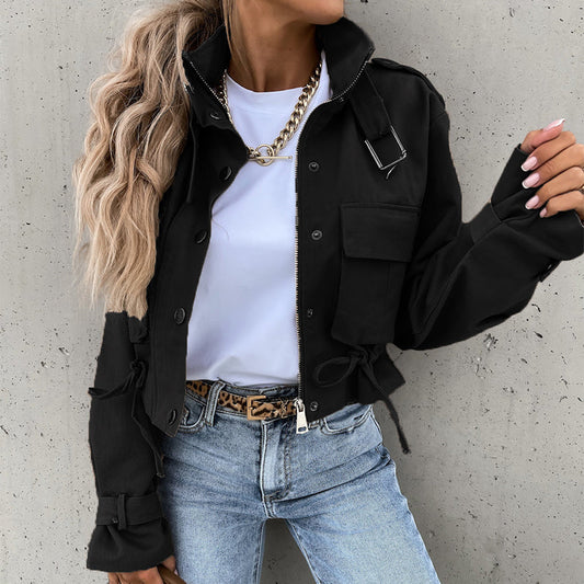 🥳SOLDES D'ÉTÉ🥳💞PLUS DE 50 000 EXEMPLAIRES VENDUS !💥50 % DE RÉDUCTION ! 🔥Veste à col montant, boutons-pression, cordon de serrage et poches
