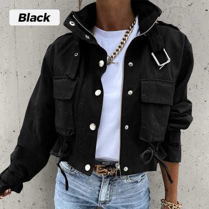 🥳SOLDES D'ÉTÉ🥳💞PLUS DE 50 000 EXEMPLAIRES VENDUS !💥50 % DE RÉDUCTION ! 🔥Veste à col montant, boutons-pression, cordon de serrage et poches