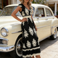 🎑55 % de réduction ✨Robe longue fluide à col en V et imprimé baroque pour femme