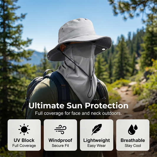 🧢 53% DE RÉDUCTION! 🎣 Chapeau de Pêcheur Respirant avec Masque Facial Détachable – Protection UPF 50+, Léger & Idéal Pour Les Activités en Plein Air 🛡️