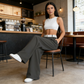 Pantalon large et élégant 💃 Ceinture bicolore + taille haute ✨ Parfait pour le travail ou le shopping 👜