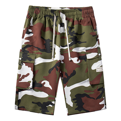 🩳🍂✨ PROMO -57% ! Shorts Cargo Camouflage – 6 Poches Pratiques, Cordon de Taille & Coupe Détendue (4 Couleurs, XS-3XL)