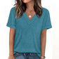 👕✨🌸T-shirt Décontracté à Manches Courtes et Col en V pour Femme – Tissu Polyester Premium, Coupe Détendue (8 Couleurs, S-2XL)