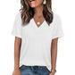 👕✨🌸T-shirt Décontracté à Manches Courtes et Col en V pour Femme – Tissu Polyester Premium, Coupe Détendue (8 Couleurs, S-2XL)