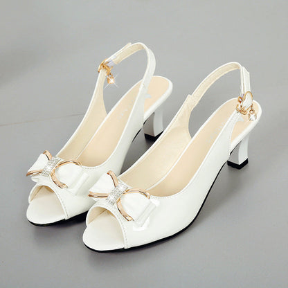 👡 OFFRE SPÉCIALE : 57% DE RÉDUCTION ! ✨ Sandales à Bout Ouvert pour Femme – Talon Moyen Stable, Bride Réglable & Nœud Strass 💃