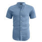 👕 60 % DE RÉDUCTION ! ☀️ Chemise d'été à manches courtes et col montant pour homme – Confortable, respirante et parfaite pour les chaudes journées d'été 🔥