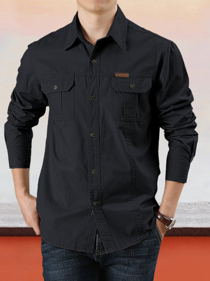👔 55% DE RÉDUCTION ! ✨🏔️Chemise de Travail en Coton 100% pour Homme – Coutures Doubles, Évacuation d'Humidité 🍂