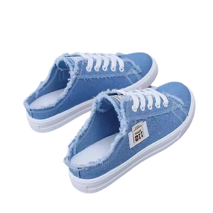 👟 50 % DE RÉDUCTION ! 👖 Baskets-mules en denim pour femme – Faciles à enfiler, semelle confortable et parfaites pour un look estival décontracté ☀️