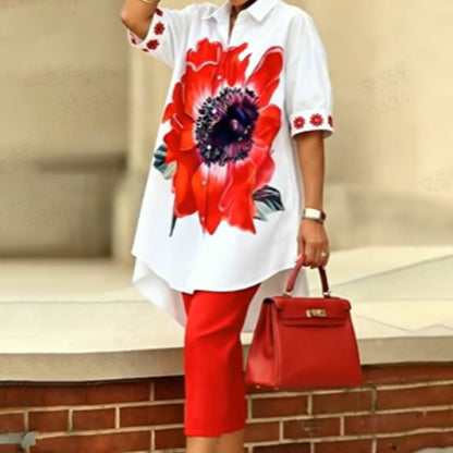 Grande promotion sur les nouveautés 2026 💃 Ensemble deux pièces à imprimé floral pour femme | ✨ Haut ample tendance + short : la tenue idéale pour les vacances ! 🌸