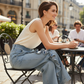 👖 OFFRE EXCLUSIVE : 60% DE RÉDUCTION ! 💃 Pantalon Denim Large à Volants Asymétriques – Coupe Taille Haute, Style Bohème & Tissu de Qualité 🌸