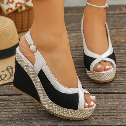 👡 RÉDUCTION DE 50 % POUR UNE DURÉE LIMITÉE ! 🌸 Sandales à talons compensés pour femme avec bride entre les orteils – semelle compensée, respirantes, semelle antidérapante🌴