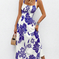 🌺 PROMO LIMITÉE 57% DE RÉDUCTION ! 👗 Robe Imprimée à Bretelles Fines – Dos Froncé, Coupe Trapèze, Légère 🦋