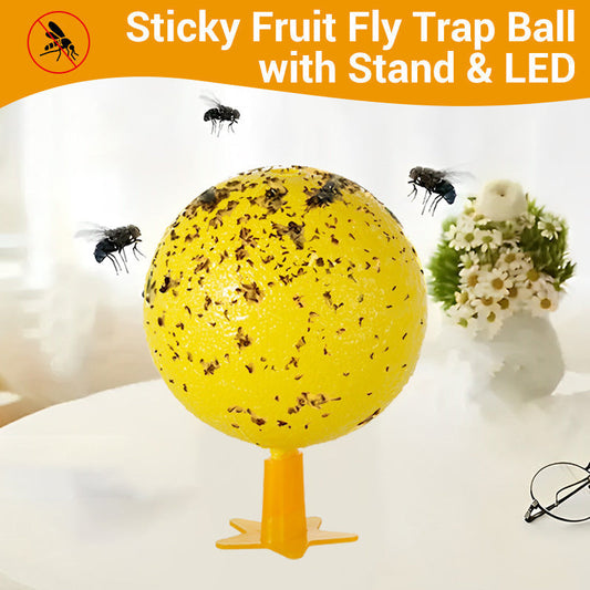 ✨50% DE RÉDUCTION ! 💡 Boule Piège à Mouches des Fruits – Avec LED, Adhésif, Non Toxique 🍃