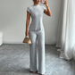 ✨🛒57 % de réduction🔥 Ensemble deux pièces composé d'un haut à col montant élégant et d'un pantalon à jambes larges