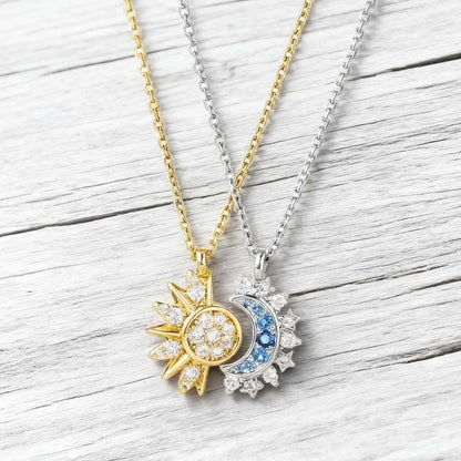 🌙 50% DE RÉDUCTION! ✨ Collier Pendentif Soleil et Lune avec Strass – Design Détaillé, Fini Lumineux & Parfait Pour Un Look Céleste Au Quotidien ☀️