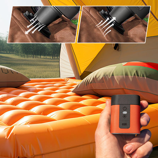 ⚡ Mini Pompe à Air 2-en-1 | Gonflage Rapide & Lampe LED ⛺