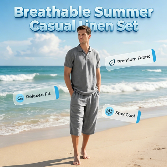 👔 60% DE RÉDUCTION 🌿 Ensemble chemise & pantalon décontracté en lin pour homme – Léger, respirant & coupe relaxe – Parfait pour l’été, les vacances ou le bureau – look naturel et sans effort 👖