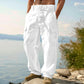 👖🌿 PROMO FLASH 60% ! Pantalon Cargo Homme Coton & Lin – Coupe Loose, Respirant, Poches Multiples, Taille Cordon, 6 Couleurs, 6 Tailles, Parfait Été 🍃