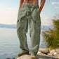 👖🌿 PROMO FLASH 60% ! Pantalon Cargo Homme Coton & Lin – Coupe Loose, Respirant, Poches Multiples, Taille Cordon, 6 Couleurs, 6 Tailles, Parfait Été 🍃