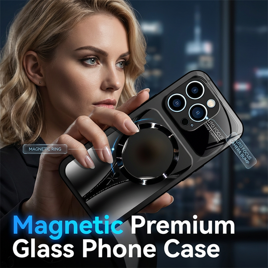 📢⏰📱 PROMO -52% ! Coque Téléphone Magnétique Verre Trempé – Élégante, Antichoc, Anneau Magnétique, 5 Couleurs (iPhone 12-17 Pro Max)
