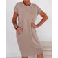 ⏳Spécial à durée limitée⏰Robe t-shirt pour femme – Douce, avec poches, coupe midi décontractée👗