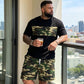 👕 57% DE RÉDUCTION ! 🌿 Ensemble T-shirt & Short imprimé camouflage pour hommes – Tissu en coton mélangé, coupe confortable et parfait pour l’extérieur, le sport ou les journées d’été décontractées 🩳