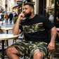 👕 57% DE RÉDUCTION ! 🌿 Ensemble T-shirt & Short imprimé camouflage pour hommes – Tissu en coton mélangé, coupe confortable et parfait pour l’extérieur, le sport ou les journées d’été décontractées 🩳