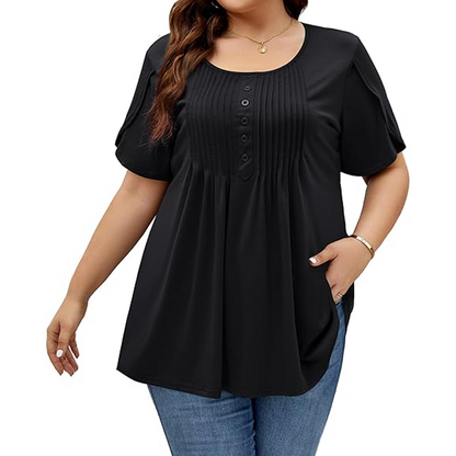 👚 56% DE RÉDUCTION ✨ T-shirt femme à plis devant & manches bouffantes – Doux, respirant & élégant – Parfait pour le bureau, le brunch ou les journées de printemps 🌸