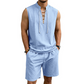 👕☀️ PROMO FLASH 54% ! Ensemble Homme en Lin – Haut sans Manches Lacé & Short, Tissu Respirant Naturel, 7 Couleurs, Style Bohème Chic & Vacances ✨