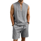 👕☀️ PROMO FLASH 54% ! Ensemble Homme en Lin – Haut sans Manches Lacé & Short, Tissu Respirant Naturel, 7 Couleurs, Style Bohème Chic & Vacances ✨