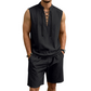 👕☀️ PROMO FLASH 54% ! Ensemble Homme en Lin – Haut sans Manches Lacé & Short, Tissu Respirant Naturel, 7 Couleurs, Style Bohème Chic & Vacances ✨