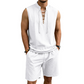 👕☀️ PROMO FLASH 54% ! Ensemble Homme en Lin – Haut sans Manches Lacé & Short, Tissu Respirant Naturel, 7 Couleurs, Style Bohème Chic & Vacances ✨