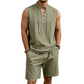 👕☀️ PROMO FLASH 54% ! Ensemble Homme en Lin – Haut sans Manches Lacé & Short, Tissu Respirant Naturel, 7 Couleurs, Style Bohème Chic & Vacances ✨
