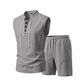 👕☀️ PROMO FLASH 54% ! Ensemble Homme en Lin – Haut sans Manches Lacé & Short, Tissu Respirant Naturel, 7 Couleurs, Style Bohème Chic & Vacances ✨