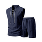 👕☀️ PROMO FLASH 54% ! Ensemble Homme en Lin – Haut sans Manches Lacé & Short, Tissu Respirant Naturel, 7 Couleurs, Style Bohème Chic & Vacances ✨