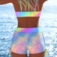 🩱🏖️ DERNIER JOUR 50% ! Ensemble Bikini Femme – Haut à Cordon Réglable & Shorty Boxer, Tissu Élastique, Motifs Vibrants, Parfait pour la Plage & la Natation ✨