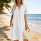 🍂🌸 OFFRE LIMITÉE 56% DE RÉDUCTION! Robe Tunique Indispensable à Col V avec Poches – Mélange de Coton Doux, Facile d’Entretien, Poches des Deux Côtés – Un Basique de Garde-Robe pour Printemps, Été et Superposition en Automne 🧥🧣